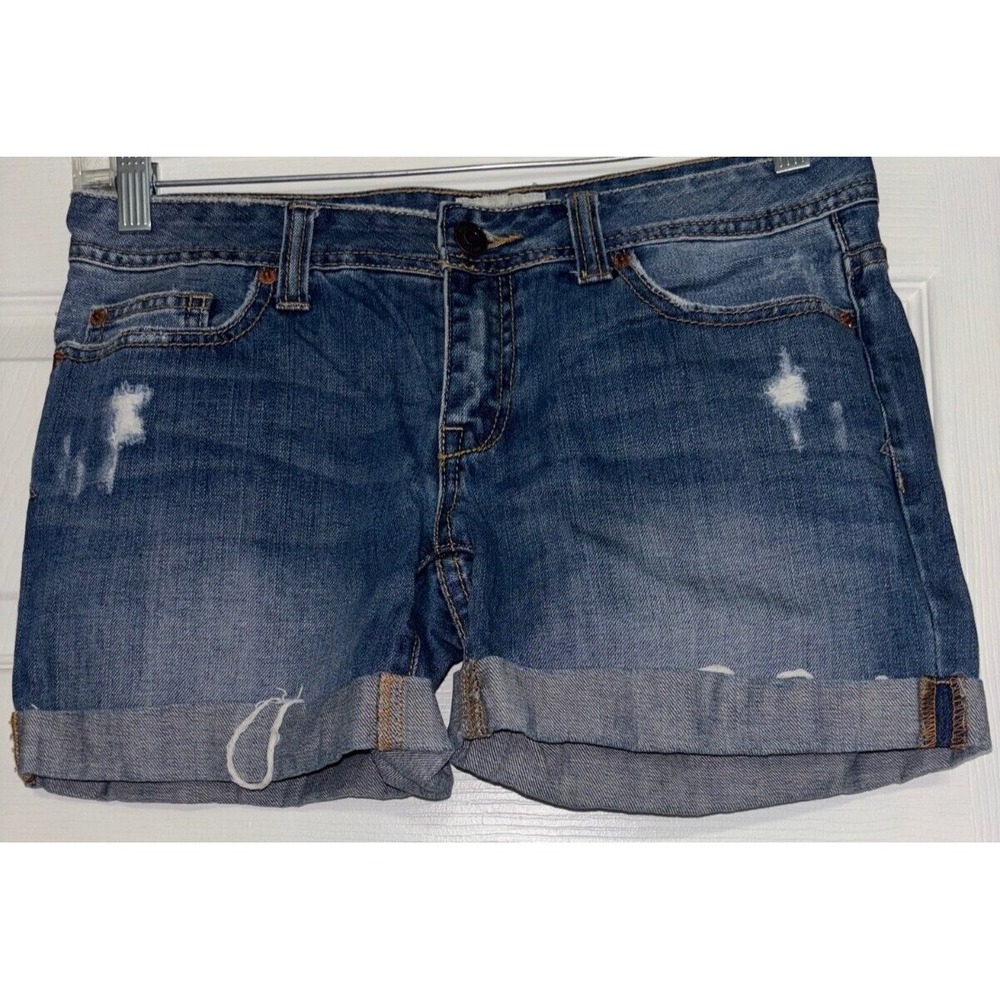 Vintage Aeropostale Womens Distressed Denim Cuffed Jean Shorts Size 5/6 Stretch